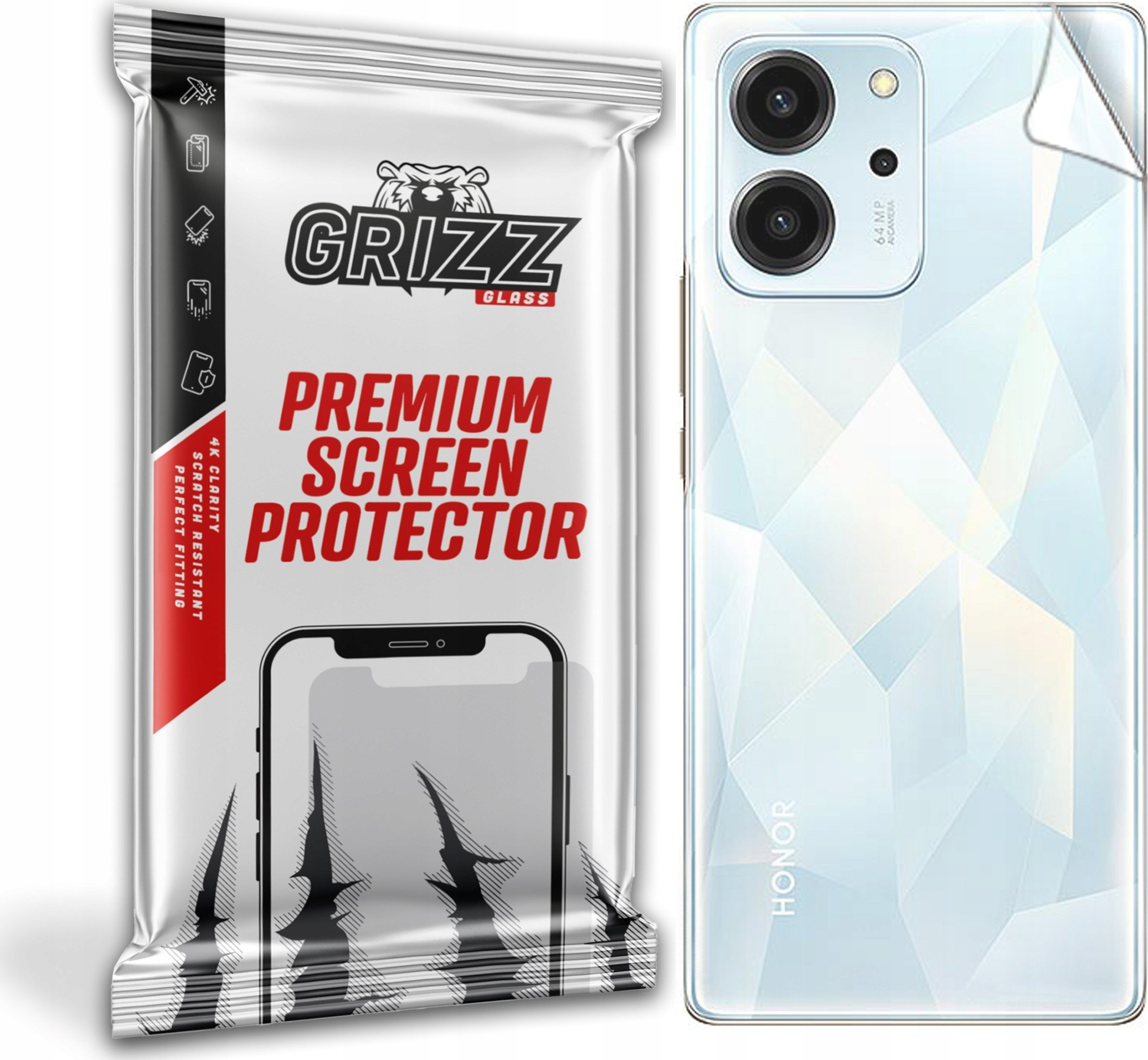 Film mbrojtës pasme GrizzGlass SatinSkin Honor 80 SE, fleksibël, përfundim satinë, transparent
