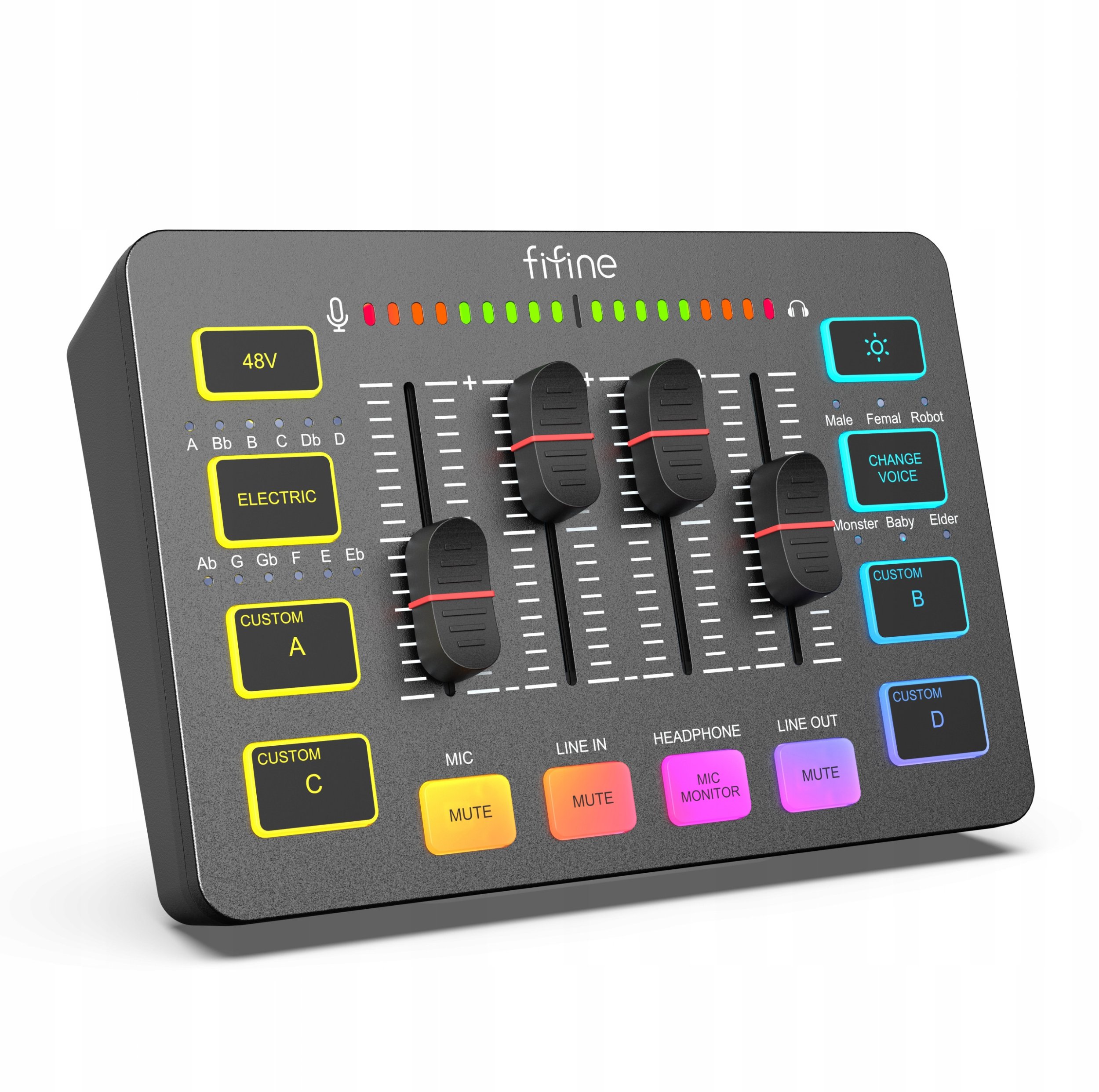 Mikser audio Fifine Sound Card SC3W, ndërfaqe USB, 48V, i bardhë
