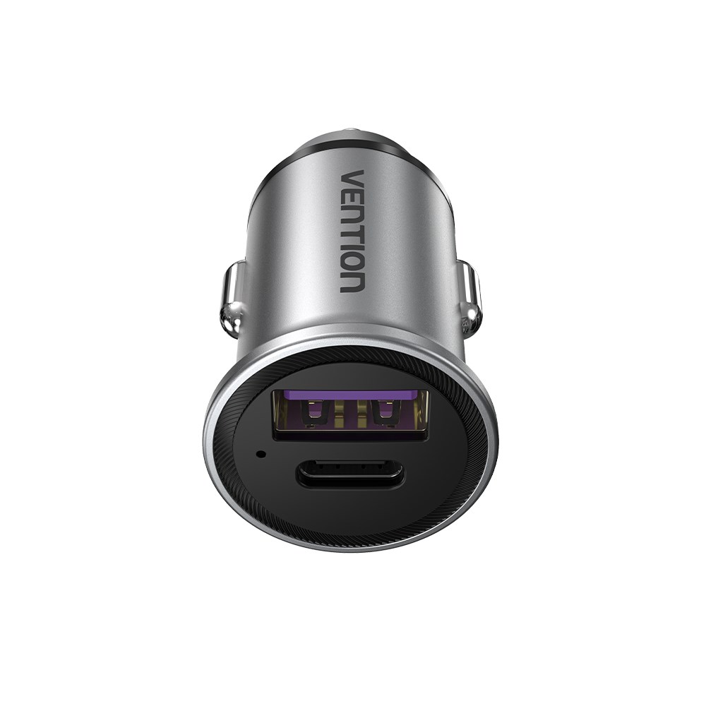 Karikues veture Vention Two Port USB A C, 60W, metal, gri