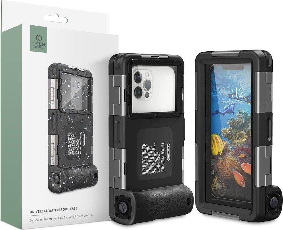 Këllëf uji Tech-Protect IPX8 Universal, për telefona 4.7-6.7", i zi