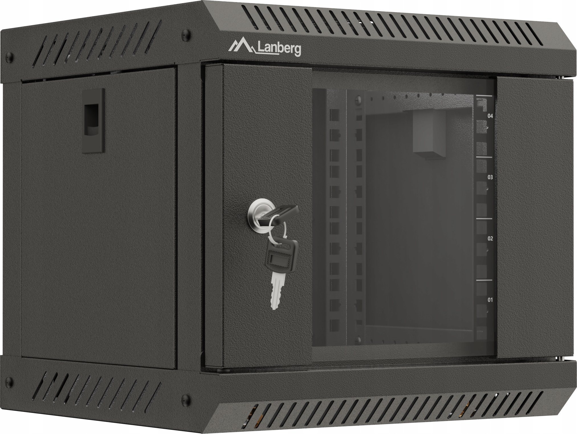 Kabinet muror rack 10" 6U, 30x30x37 cm, derë xhami, gri