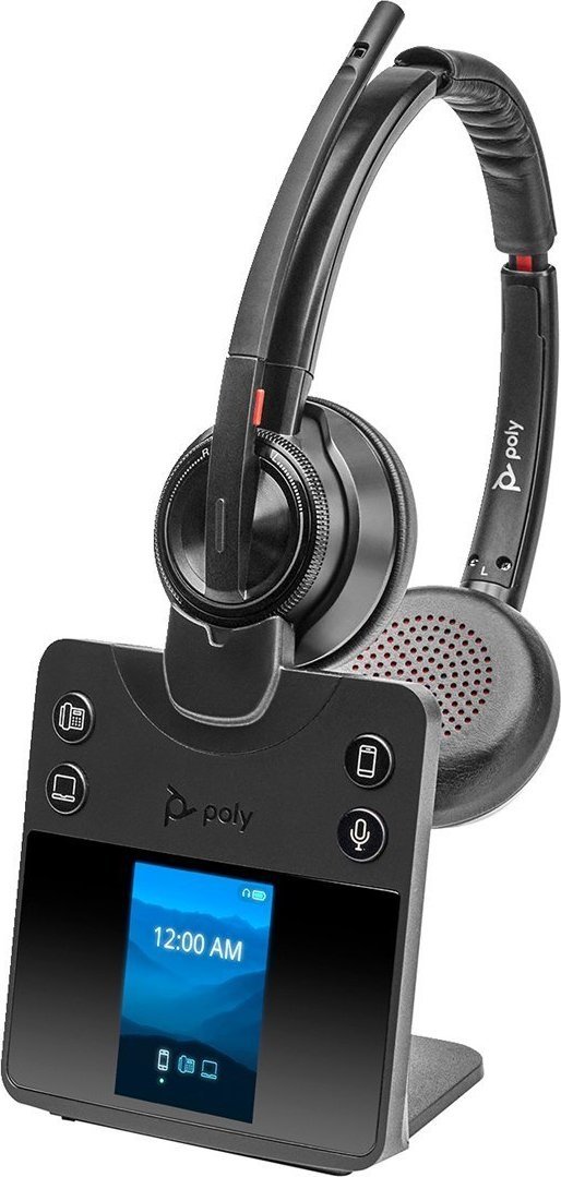 Слушалки Poly Savi 8420 Office Stereo, DECT 1880-1900 MHz, безжични, црни