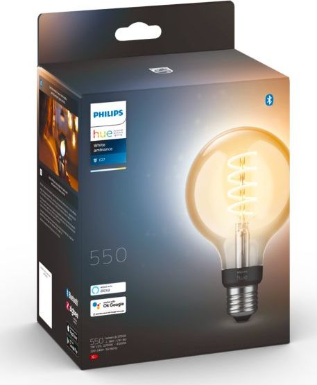 Llambë inteligjente Philips Hue White Ambiance Filament G93, E27, dritë e bardhë e rregullueshme