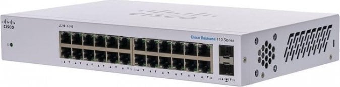 Switch rrjeti Cisco CBS110, 24 porte Gigabit, L2 i pa-menaxhuar, i bardhë