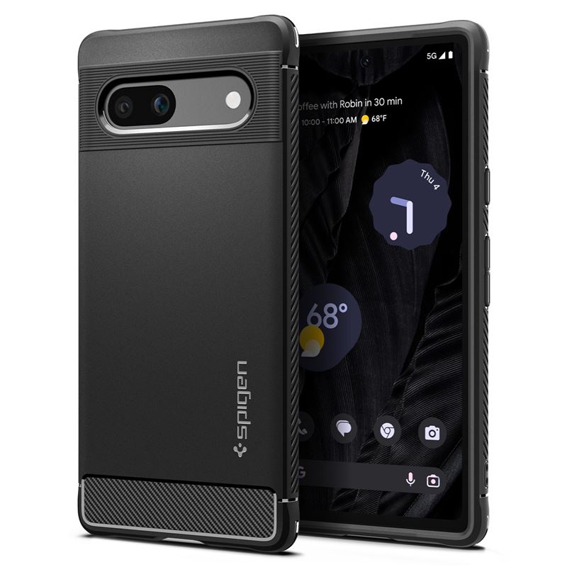 Mbështjellës për Google Pixel 7a Spigen Rugged Armor, i zi