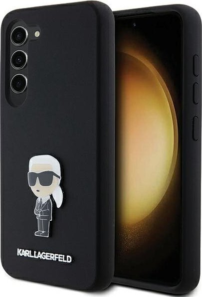 Mbulesë telefoni Karl Lagerfeld Silicone Ikonik Metal Pin për Samsung Galaxy S23, silikon, PC TPU, e zezë