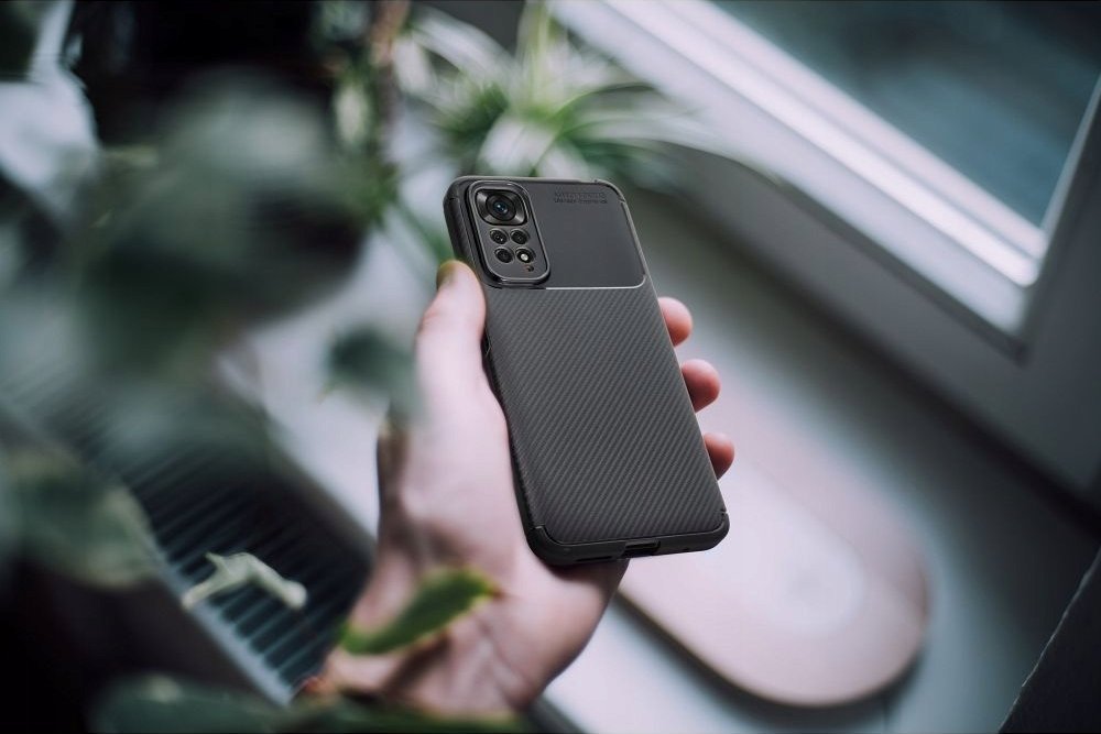 Këllëf telefoni Carbon Premium për Xiaomi Redmi Note 13 5G, TPU, teksturë karbon, i zi