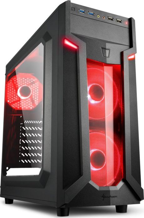 Kasë për PC Sharkoon VG6-W (4044951026784), e zezë/e kuqe