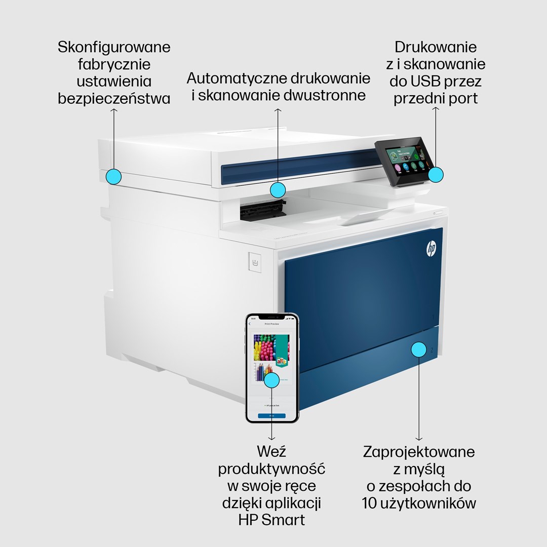 Printer multifunksional HP Color LaserJet Pro MFP 4302fdn, 33 ppm, i kaltër/i bardhë