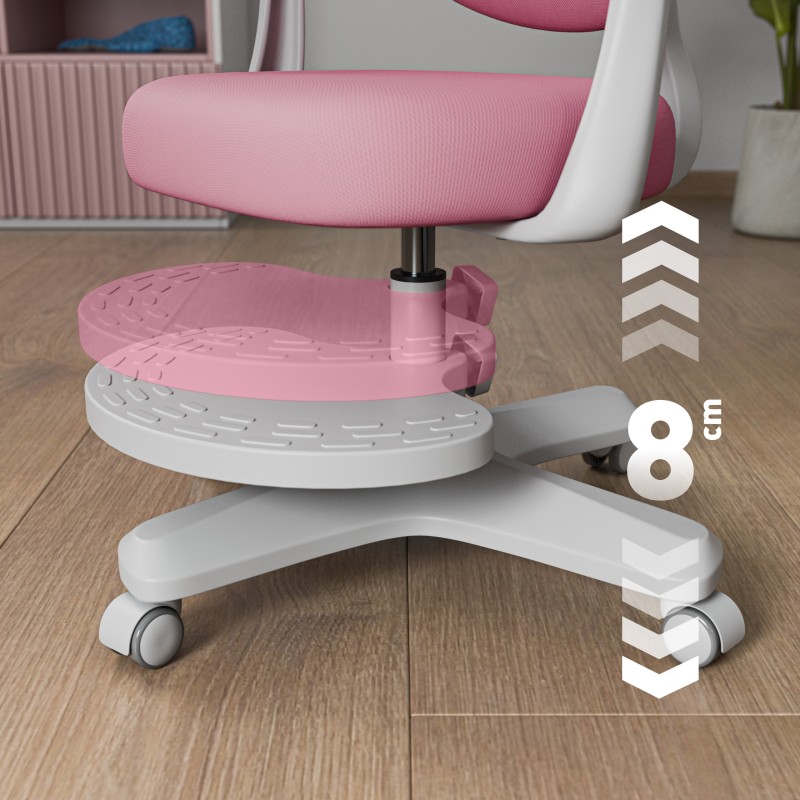 Karrige zyre për fëmijë Mark Adler Junior 4.6 Pink, ergonomike, me mbështetëse këmbësh, rozë