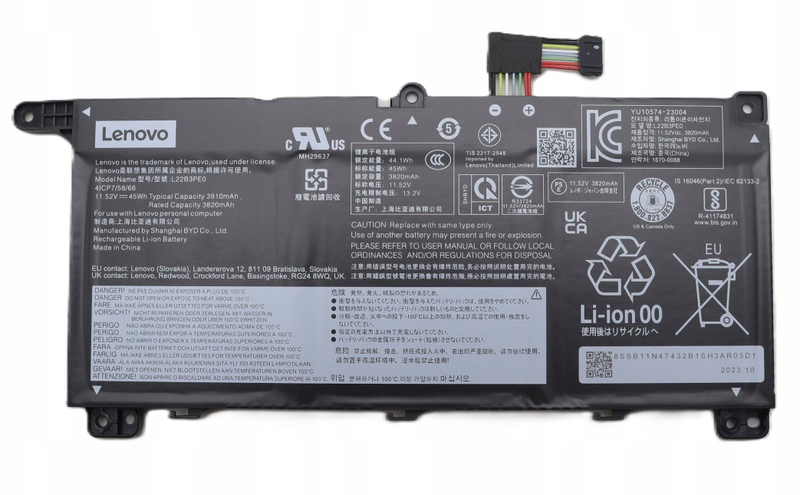 Bateri laptopi Lenovo L22P3P60, 45Wh, 3 qeliza, e zezë
