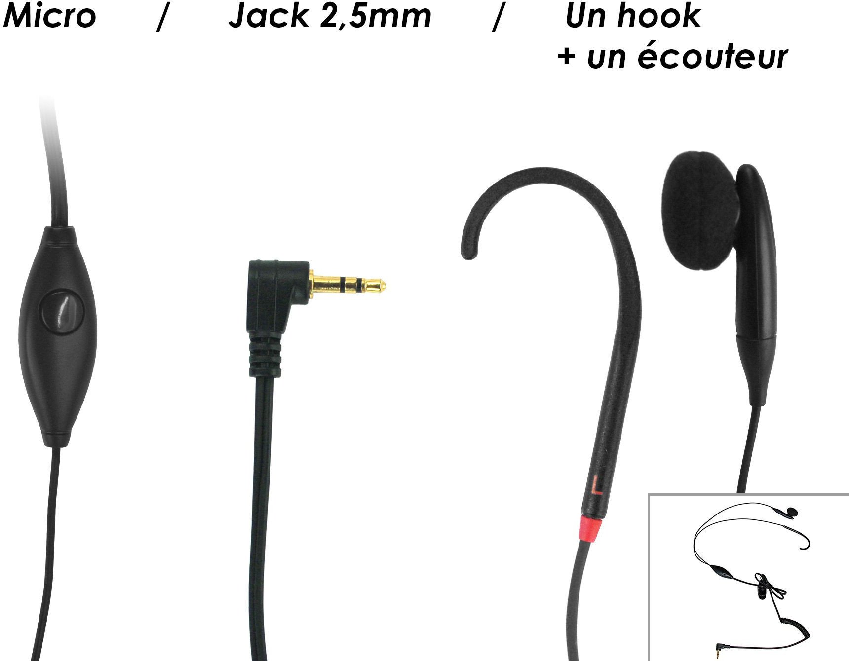Pajisje hands free Geemarc CL Hook 5, induksion për aparat dëgjimi, lidhje 2.5mm, e zezë