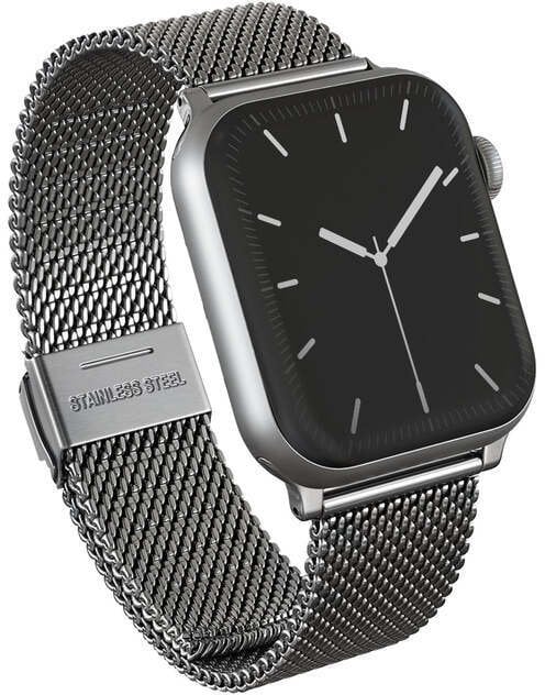Byzylyk Burga Milan për Apple Watch, çelik inox, 44/45/46/49 mm, argjendtë