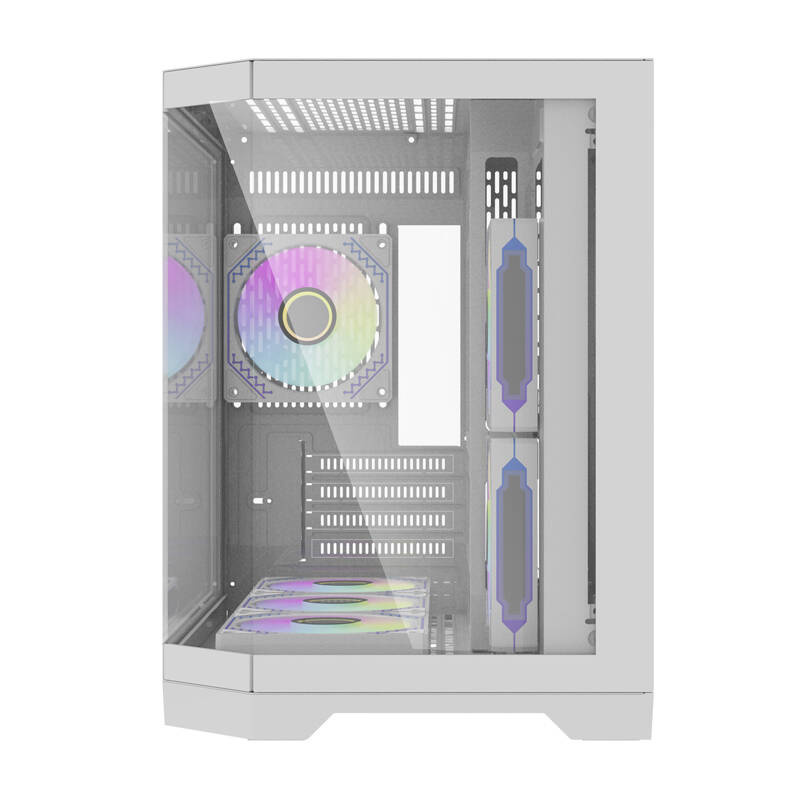 Kuti kompjuteri Darflash FT418, 6 ventilatorë ARGB, xham i temperuar, e bardhë