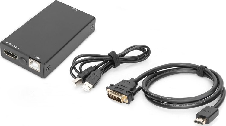 Dongell KVM Digitus DVI, RJ45 në DVI, Full HD, i bardhë