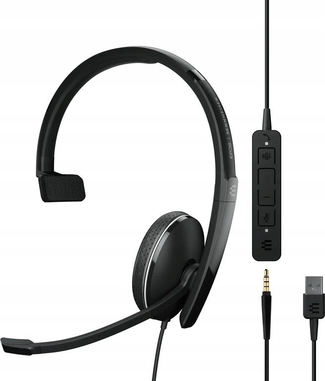 Kufje me mikrofon Epos Adapt 135T, mono, USB A dhe 3.5mm, të zeza