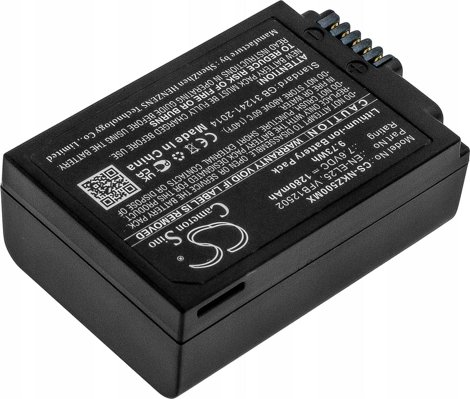 Bateri kamerë Cameron Sino EN-EL25, 1280mAh, Li-ion, e zezë