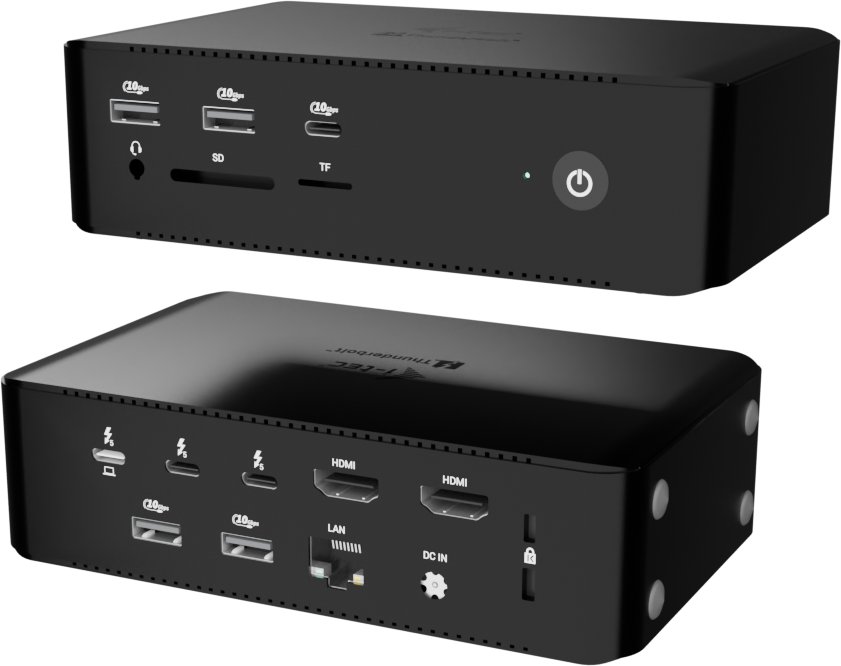 Dok stacion I-tec Thunderbolt 5 Quattro Display, 5x USB, GLAN 2.5 GbE, gri
