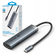 Dock USB C Vention 5 in 1, HDMI 4K, 3x USB 3.0, gri