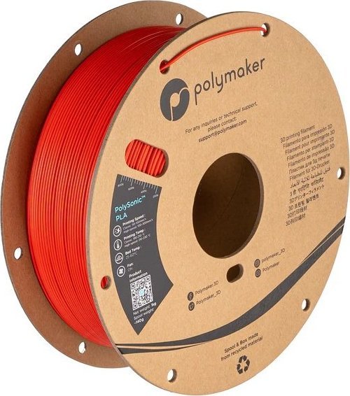 Filament 3D Polymaker PolySonic PLA Pro, 1.75mm, 1kg, i kuq