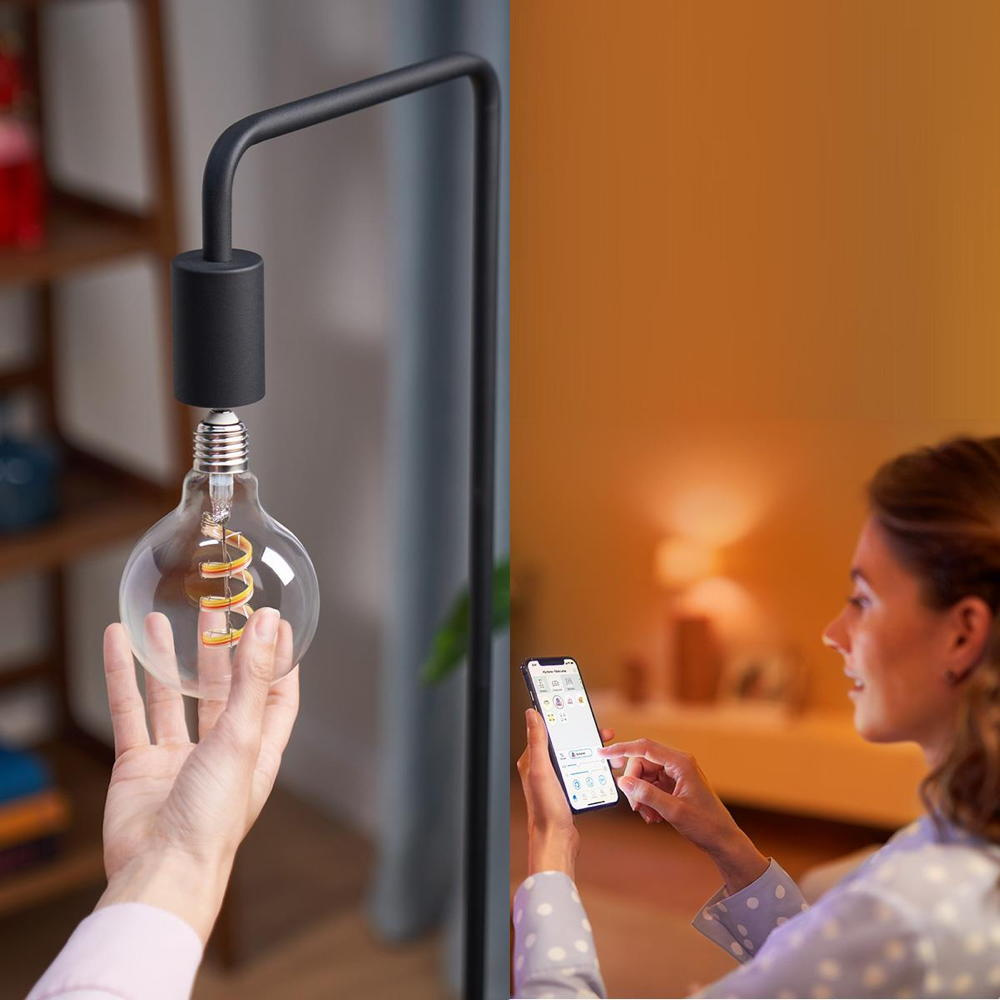 Llambë smart WiZ Filament Globe Clear G95, E27, e tejdukshme