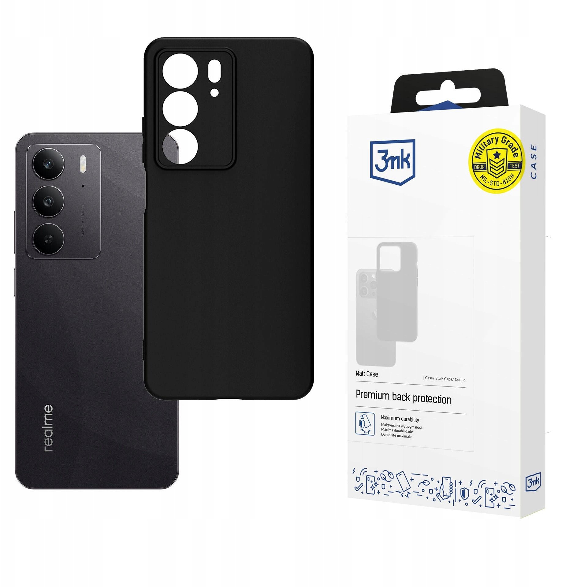 Mbulesë telefoni 3MK Matte Case për Realme C75, silikon, e zezë