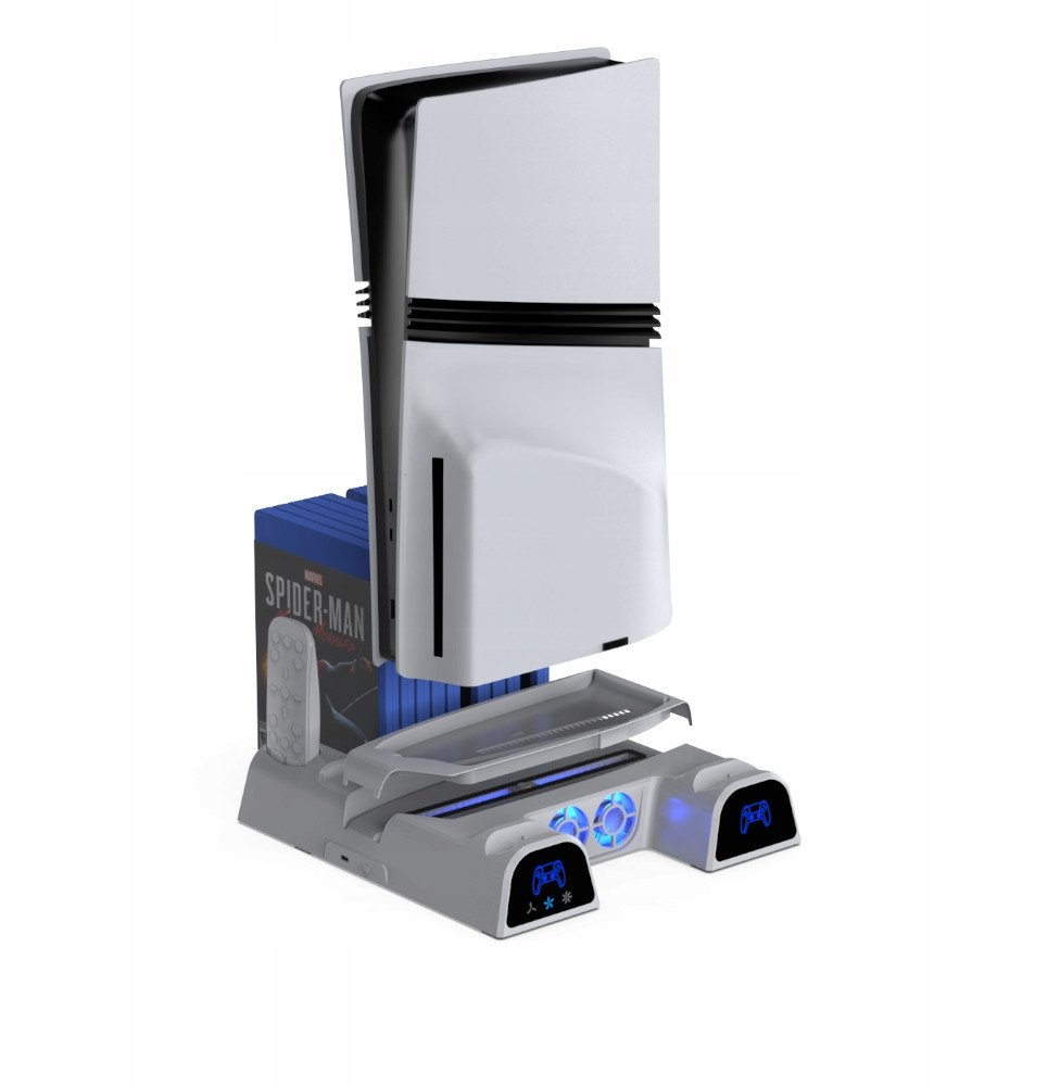 Stacion ftohës dhe karikues për PS5 YAXO Arctic Breeze NE, 2 ventilatorë, karikues DualSense, i bardhë