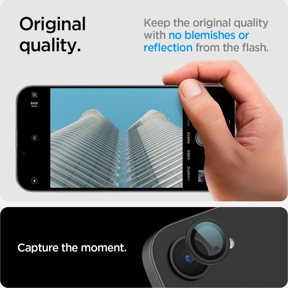 Mbrojtësja e kamerës Spigen Optik Pro Glas.tR EZ Fit, iPhone 16e, 2 copë, e zezë