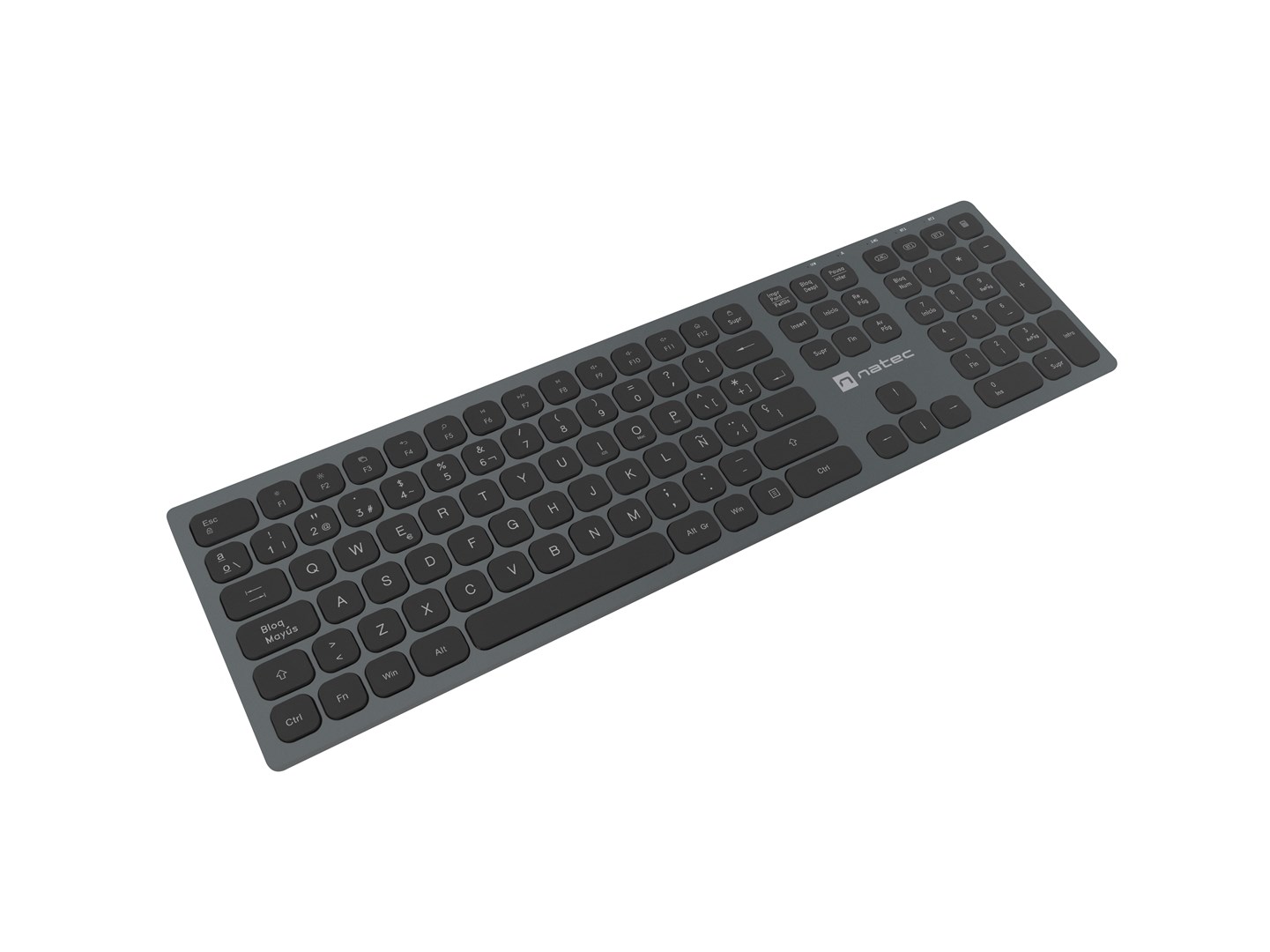 Tastierë Natec Dolphin NKL-1830, RF Wireless + Bluetooth, QWERTY, e zezë/e hirtë