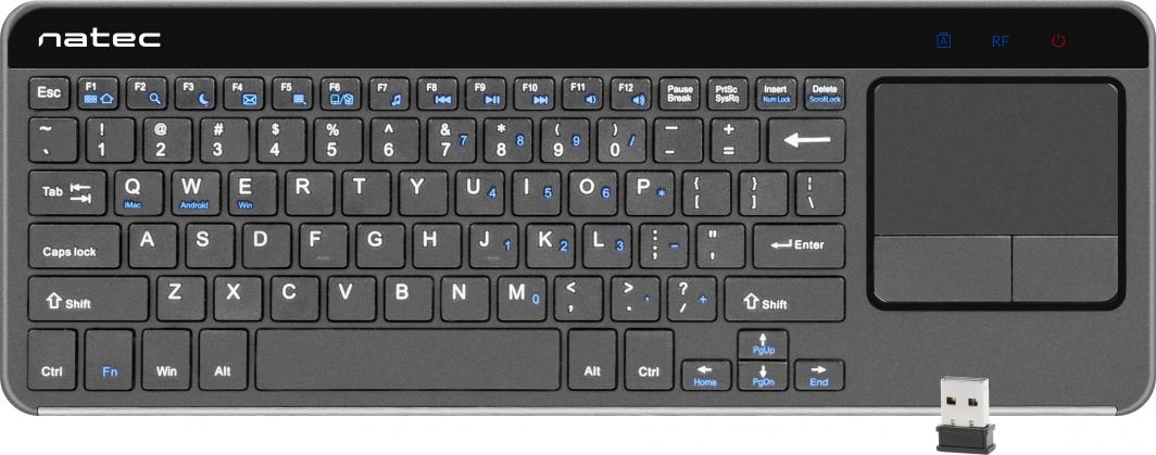 Tastierë Natec Touch Pad Slim, pa kabllo, e zezë (NKL-0968)