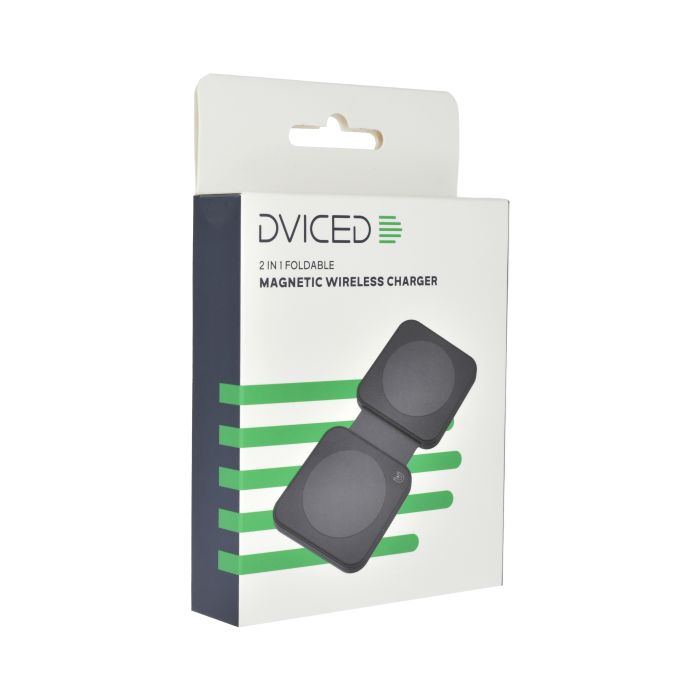 Dviced 2-in-1 Foldable Magnetic Wireless Charger, Black