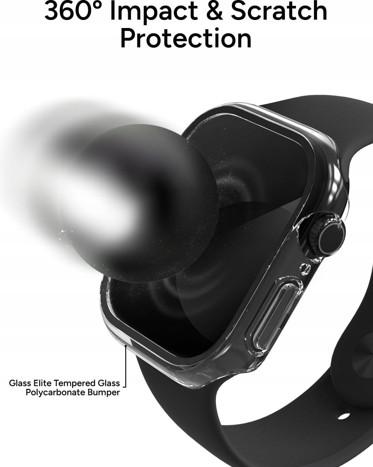 Mbrojtës ekrani ZAGG InvisibleShield Glass Elite 360, për Apple Watch Series 11 10 Small, transparent