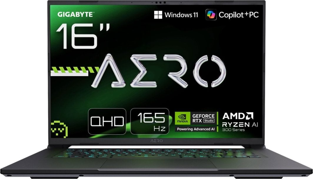 Laptop Gigabyte AERO X16, 16", Ryzen AI 7 350, 32 GB, 1 TB, RTX 5070, 165 Hz, i bardhë/zi