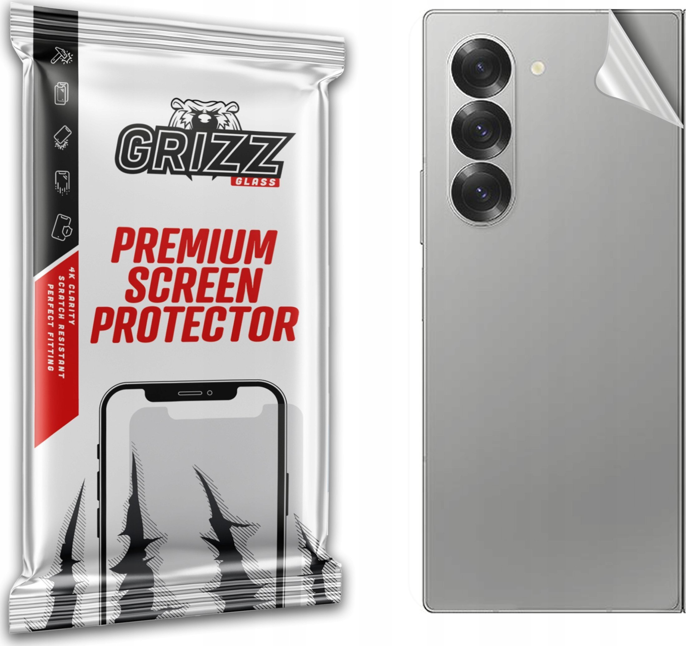 Mbrojtëse mbështjellëse GrizzGlass SatinSkin për Samsung Galaxy Z Fold 6, pjesa e pasme, transparente