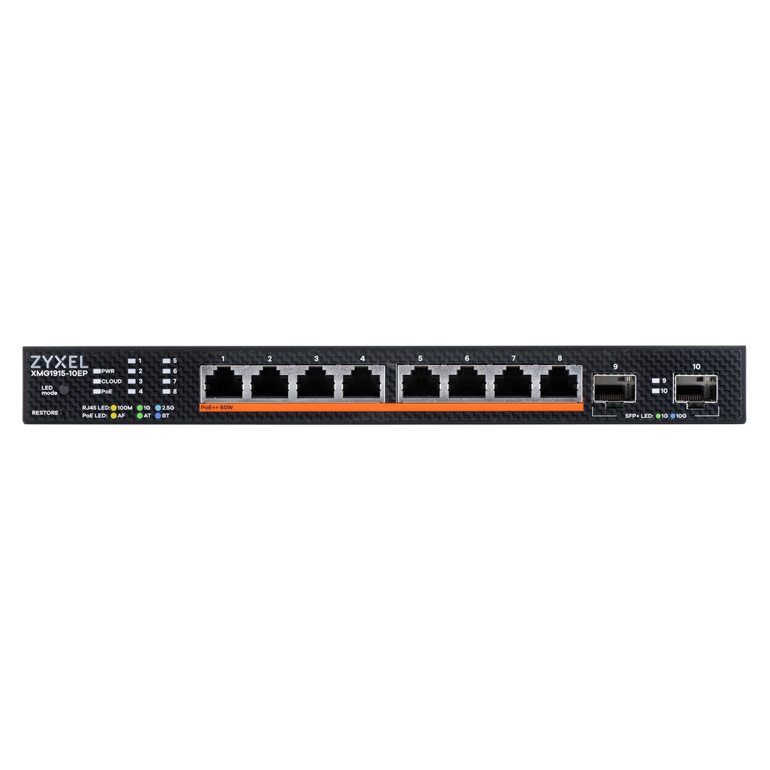 Switch rrjeti Zyxel XMG1915-10EP, 8 porta 2.5GbE, 2 porta SFP+, PoE++