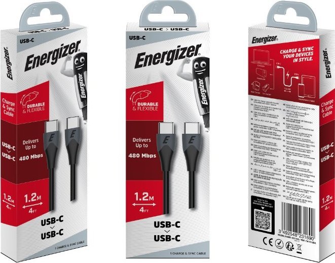 Kabëll USB Energizer USB C në USB C C611CGBK, 1.2 m, i zi