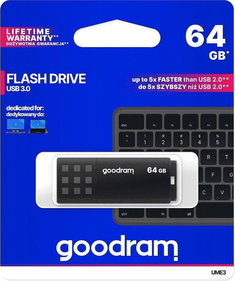 Pendrive GoodRam UME3(UME3-0640K0R11), 64GB, USB 3.2 Gen 1, 20/60Mb/s