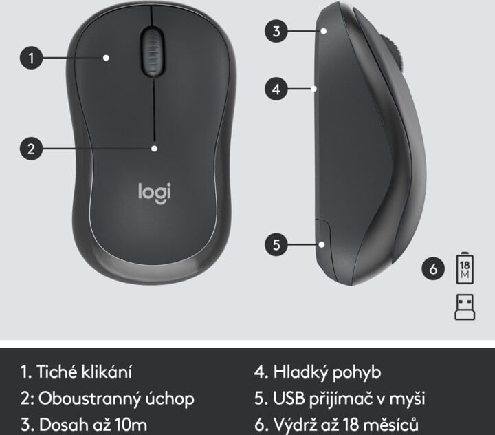 Тастатура и глушец Logitech MK295 Silent, графит