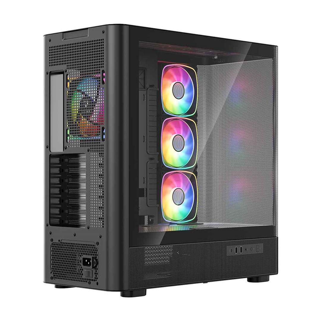 Kasi gaming Modecom Volcano AQ500 ARGB, MIDI tower, ekran LCD, i zi