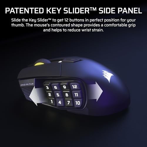 Mouse gaming CORSAIR Scimitar Elite Wireless SE, pa kabllo, 16 butona programueshëm, gri metalike e zezë