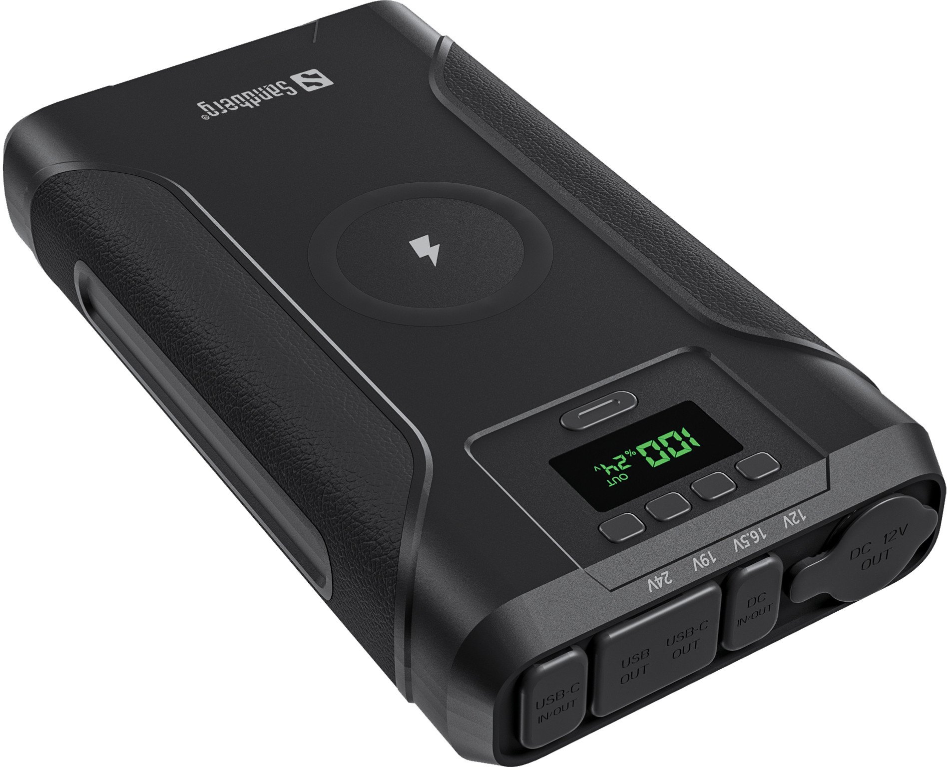 Powerbank Sandberg Survivor 7in1 76800 mAh, karikim wireless, rezistente ndaj ujit, e zezë