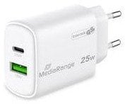 Karikues USB USB C MediaRange MRMA112 2, 25W, Fast Charge, i bardhë