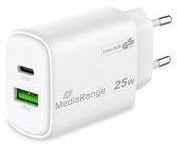 Karikues USB USB C MediaRange MRMA112 2, 25W, Fast Charge, i bardhë