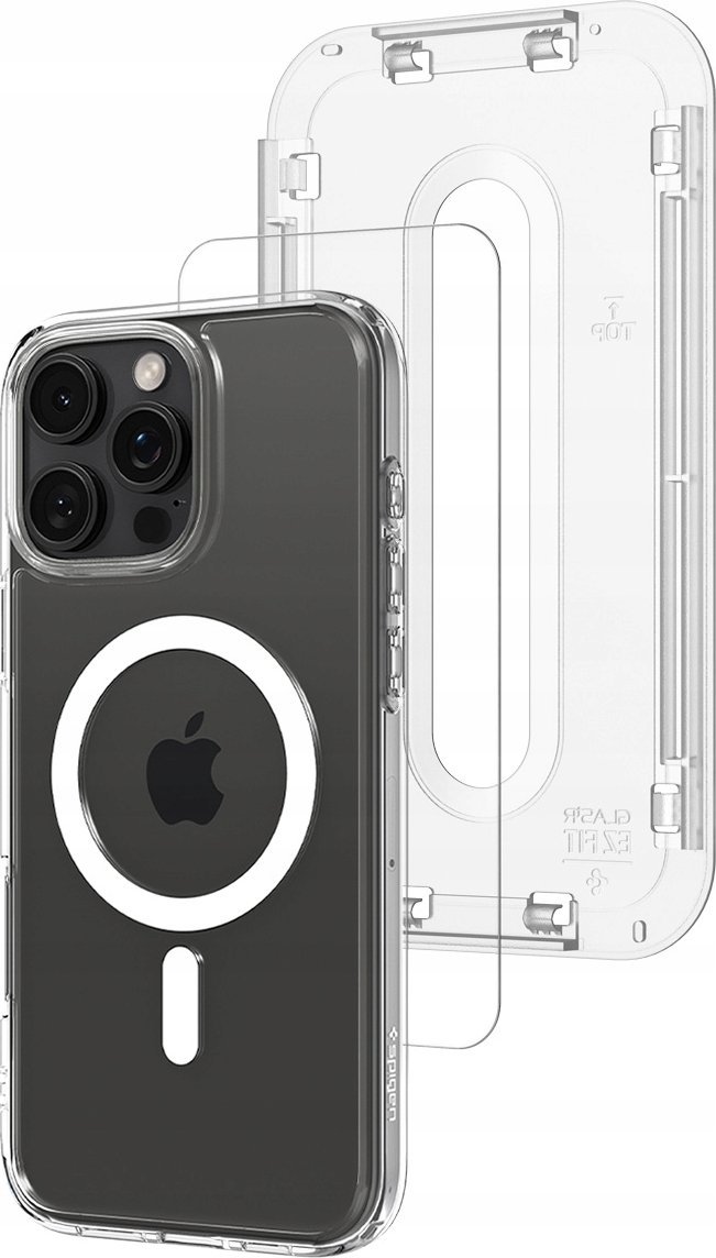 Set mbrojtës Spigen Ultra Hybrid MagSafe, për iPhone 16 Pro Max, me xham mbrojtës, i bardhë