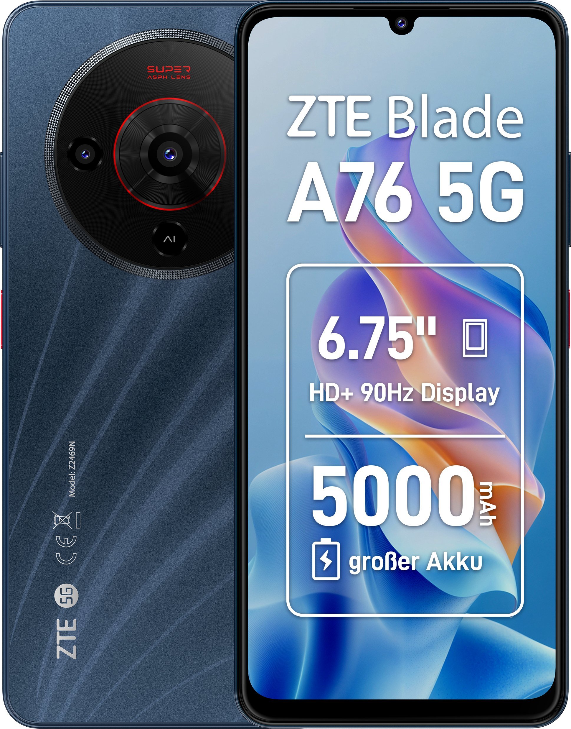 Telefoni ZTE Blade A76 5G, 6.75", 128GB, i zi
