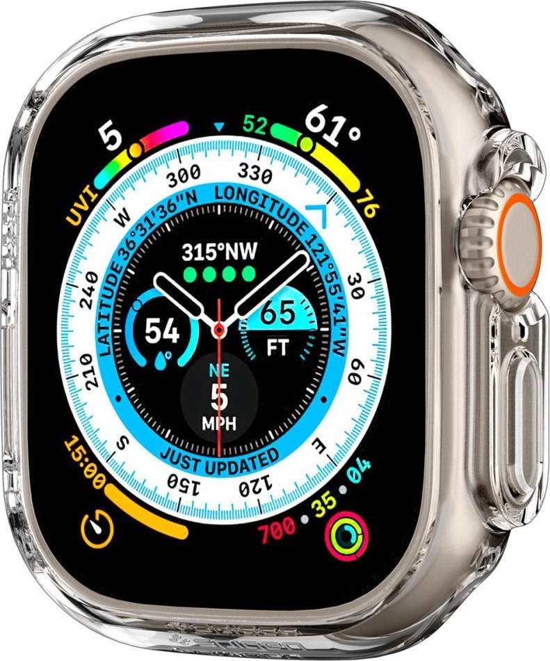 Kuti mbrojtëse Spigen Thin Fit për Apple Watch Ultra 49mm, polikarbonat, transparente