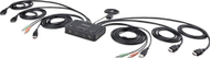КВМ прекинувач StarTech 2 порти, двоен монитор HDMI, 4K 60Hz, со интегрирани кабли, црн