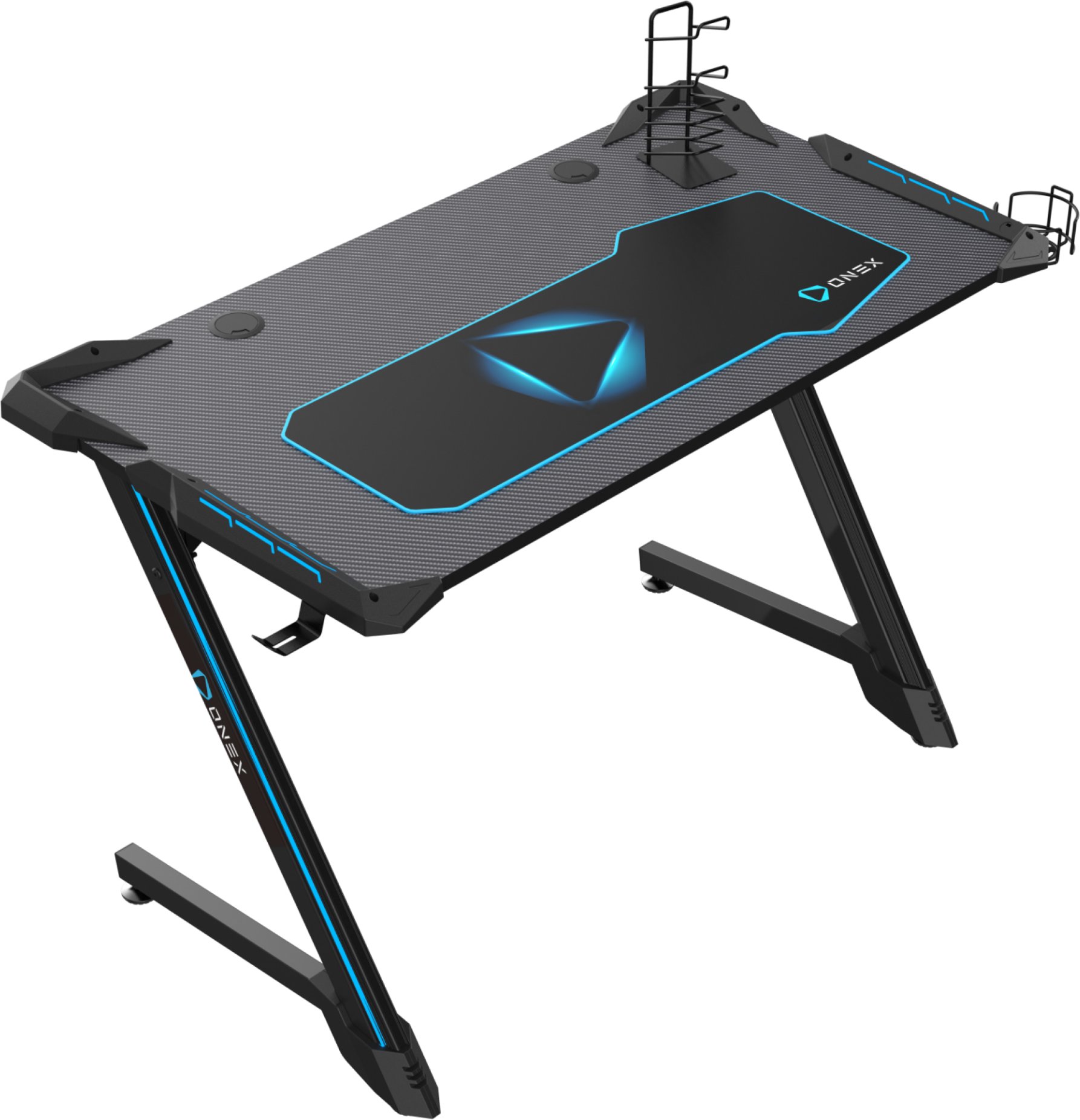 Tryezë gaming ONEX GD1200Z, RGB LED, me mouse-pad të plotë, e zezë me detaje blu