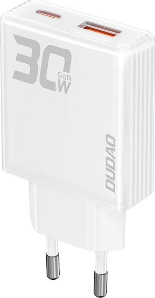 Полнач за мрежа Dudao A30EU GaN, 30W 3A, USB A и USB C, бел