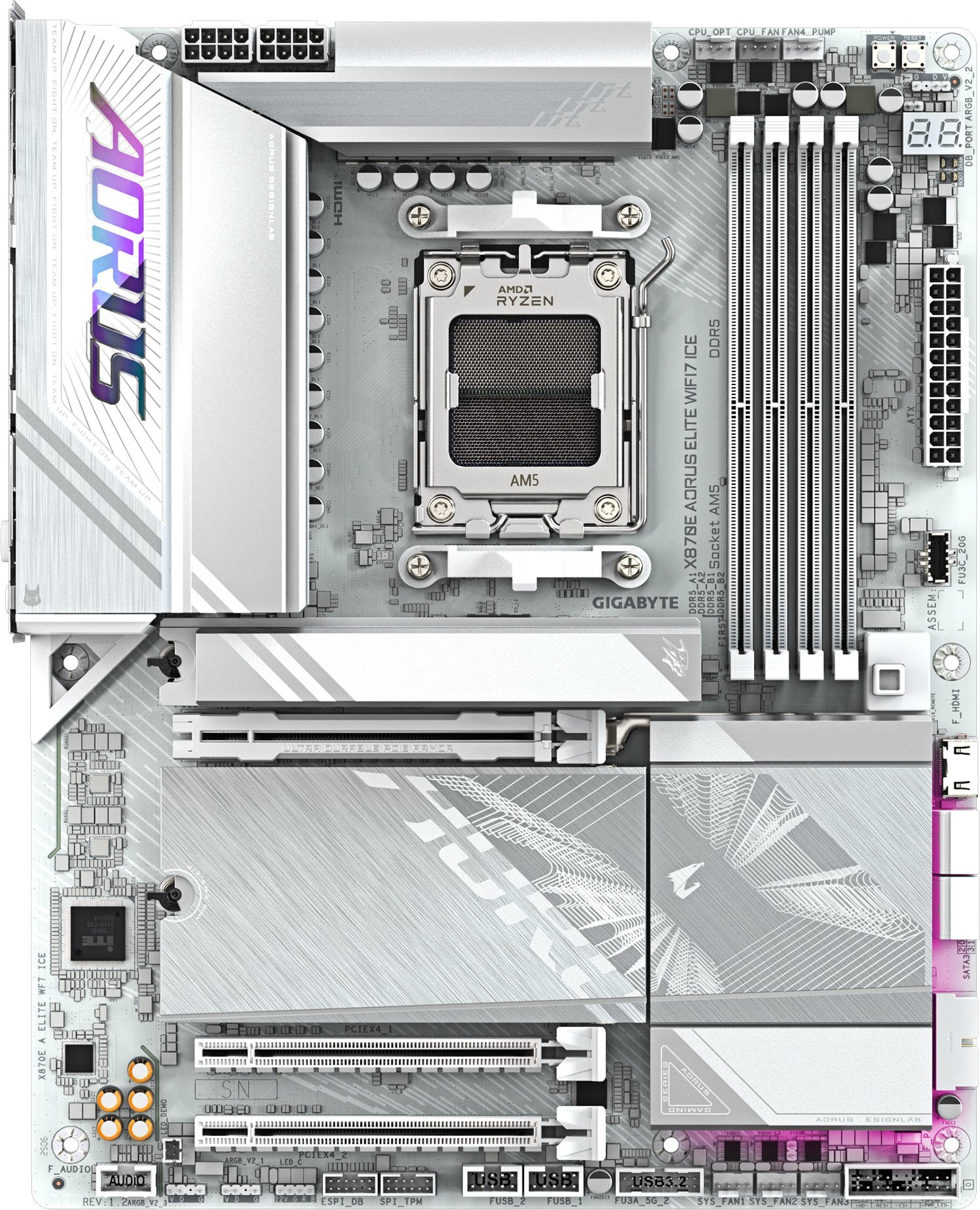 Матична плоча GIGABYTE X870E AORUS ELITE WIFI7 ICE, DDR5, PCIe 5.0, ATX